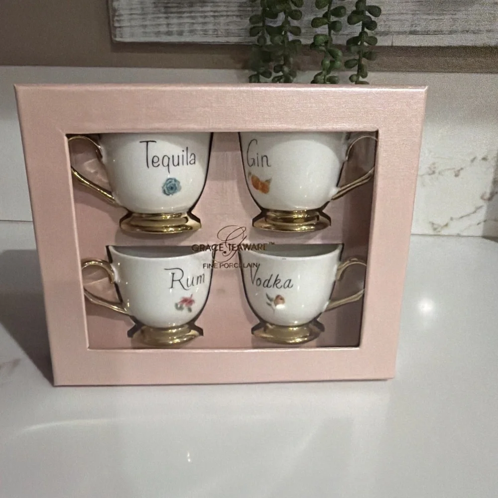 Tea Cup Shot Glasses- Set Of 4